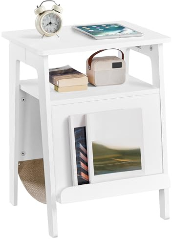 Yaheetech Mesa Auxiliar de Madera con Cama para Gatos Rascador Mueble Multiuso con Estante de Almacenamiento para Salón Dormitorio Balcón Blanco