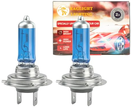 Catekro Lot de 2 ampoules halogènes H7 - Super blanches et extrêmement claires - 100 W 12 V - Aspect xénon - Haute performance - Avec technologie à gaz - Phares antibrouillard