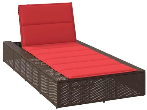 Keeushr Lettino prendisole con cuscino sospeso in polyrattan, schienale regolabile in 3 posizioni per relax, robusto telaio in acciaio e rattan PE di facile manutenzione per giardino,