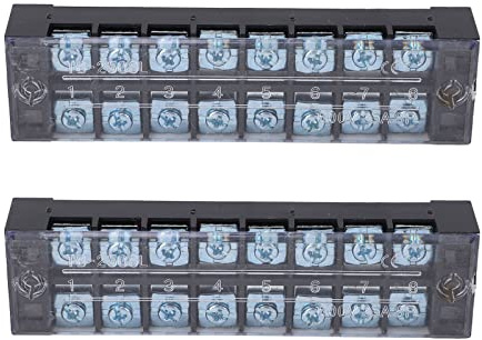 Culnflun 2 ST skruvplintblock, dubbelrad 8-positionsplint med lock, 600V 25A högströms fasta block för kraftdistribution (8 position (2508))