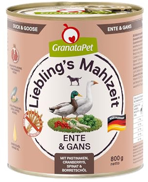 GranataPet Liebling's Mahlzeit Canard & Oie - 6 x 800 g - Nourriture Humide pour Chien - sans céréales et sans Sucre - Aliment Complet à Haute teneur en Viande et huiles de qualité supérieure