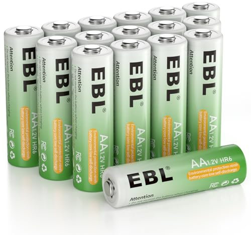 EBL Lot de 16PCS AA Piles Rechargeables 1,2V NiMH, Piles Rechargeables AA HR6 Procyco avec Haute Performance Durable