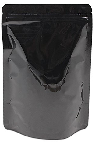 WACCOMT Pack Set med 50 aluminiumpåsar med dragkedja, svart, 8,5 x 13 cm