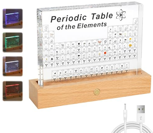 Btstil Tableau périodique avec éléments réels - Tableau périodique en acrylique de 83 éléments - Échantillons - Tableau périodique - Cadeau pour élèves, enseignants, étudiants, artisanat, décoration