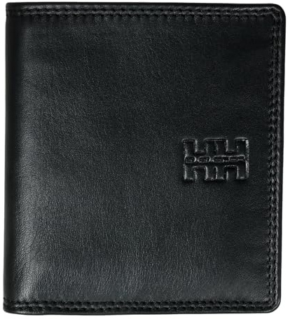 Elbleder Geldbörse klein Leder Schwarz RFID-Schutz mit Münzfach – Mini Geldbeutel für Damen & Herren - Echtleder Portemonnaie für 6 Karten - Polo Carré 106 BK
