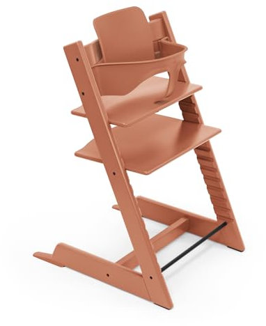 Trona Tripp Trapp de Stokke, Terracotta - Incluye Silla + Baby Set 2 para Niños de 6 a 36 Meses - Ajustable, Ergonómica y Fácil de Limpiar
