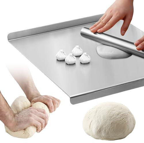 Planche À Découper En Acier Inoxydable, 40x30 Cm Planche À Pétrir Inox, Plaque Inox Cuisine, Planche À Découper En Titane Avec Bord D'arrêt Idéale Pour La Pâtisserie, Le Pétrissage