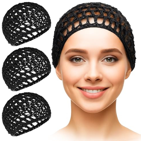 4 Pcs Hair Nets for Sleeping – 5.5 x 6 Soft, Lightweight Viscose Black Hair Net for Women – Stretchable, Breathable, Comfortable for Extended Wear, Size May Vary by 0.5–1 – Gentle for Daily Use