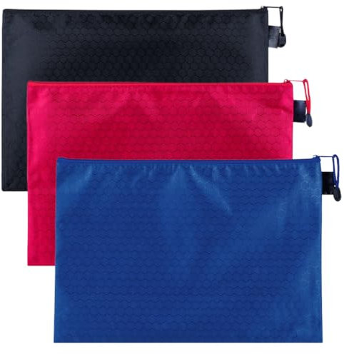 JEYORZY 3 Stück Geldtasche, Geldtaschen Banktasche, 24 x 18 cm Geldmappe A5, Wasserdichte Bankmappe mit Reißverschluss, Geldbeutel Geldtasche, PU Dokumententasche für Haushalt, Business, Schule