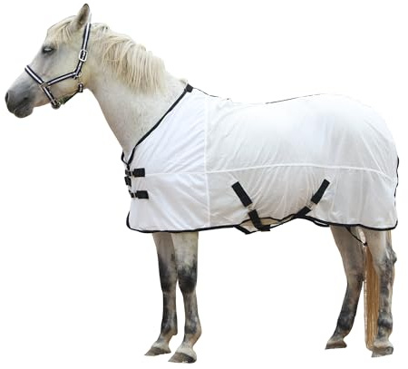 Leberna Fly Rug for Horse - Summer Mesh Horse Fly Sheet (White, 6'6'')