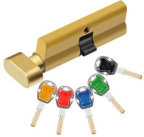 Bombines de Alta Seguridad,Bombillo Cerradura Cilindro de la puerta de 70 mm de seguridad Cerradura de cobre Cilindro interior Dormitorio de latón Dormitorio de la puerta de seguridad 5pcs llave de bl