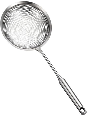 Gatuida 1pc Stainless Steel Mesh Colander Spoon Ergonomic Hot Pot Strainer Ladle for Efficient Oil Separation for Cooking French Fries Vegetables Meat