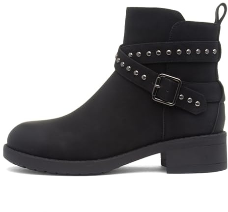 Lilley Womens Black Ankle Zip Up Buckle Boot - Size 7 UK - Black
