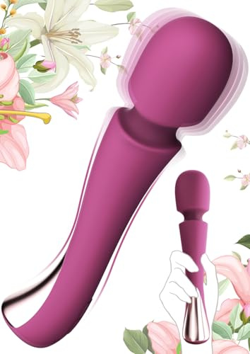 Wand Massagerstab für Frauen, leiser starker Vibrator mit 9 Vibrationsmodi, Silikon Sexspielzeug für die Frau, G-Punkt & Klitoris Stimulation, Vibrator für Solo oder Paare