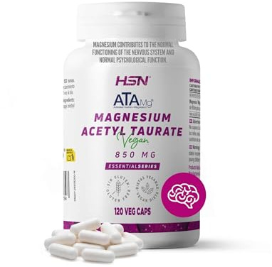 HSN Magnesio Taurato ATA Mg® 850 mg | 120 Cápsule Vegetali | Acetil Taurinato di Magnesio ad Alta Biodisponibilità | Clean Label - Senza Additivi | Vegano e Senza Glutine