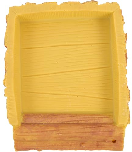 YARNOW Cuenco de Agua para Tortugas de Resina Amarillo, Plato de Alimentación para Reptiles Sensación de Seguridad, Adecuado para Terrarios y Pequeños Animales