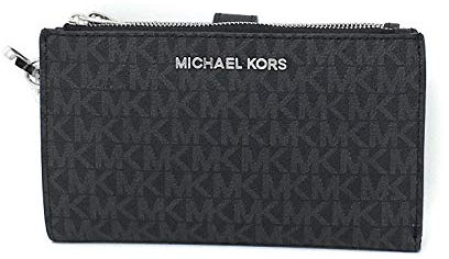Michael Kors Damen Jet Set Travel Double Zip Wristlet-Signature Handgelenk, Schwarzes PVC 2