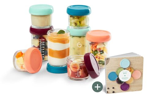 Babymoov Babybols Lot de Pots de Conservation Verre 4x100ml & 4x220 ml - Couvercles Hermétiques