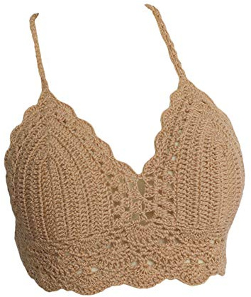 YOLIA Mujeres Crochet Camisolas Tops de Verano Sujetador de Bikini Hecho a Mano de Punto Chalecos Halter