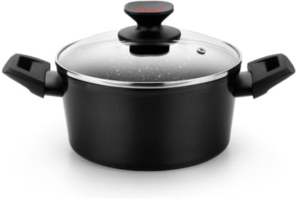 MONIX Titan Rock | Cacerola alta 20 cm, aluminio forjado, fondo full induction, antiadherente interior y exterior, apto para todos los tipos de cocina incluso inducción