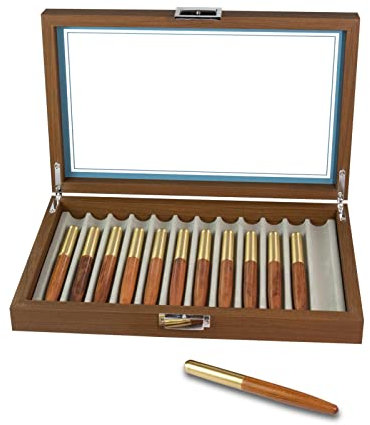 Cokritsm Holz Stift Display Box 12 Stift Aufbewahrungsbox Stiftaufbewahrungs-Sammler-Organisationsbox mit Schreibtisch-Organizer für Zuhause, Büro und Schule, Stifte Organizer