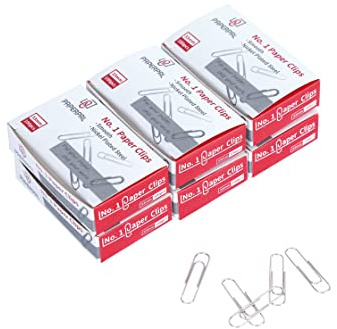 PAPERPAL Paperclips for Office School & Personal Use, #1 Smooth Paper Clip (1-2/7), 600 Medium Paper Clips (6 Boxes of 100 Each), Silver