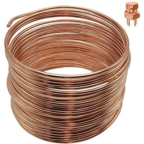 HIBUMFX Soft ANNEALED Ground Wire Copper Bonded Grounding Conductor 4 AWG 50 FEET Copper Clad Steel Cables Electronic Wire Cable Electrics DIY (4 AWG 50 FEET, Copper Bonded)