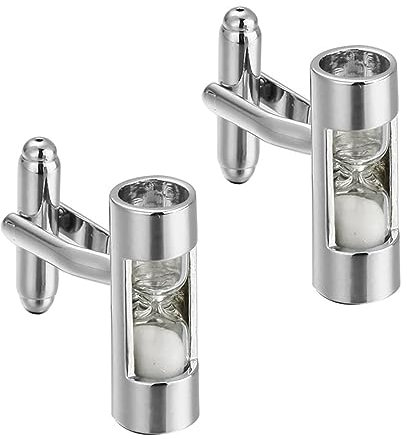 Manschettknappar i sandglas för män Kvalitet Mässingsmaterial Vit Färg Timglas Design Manschettknappar