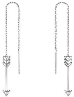 Epinki Weißgold 9 Karat Durchzieher Echter Schmuck, Pfeil Ohrringe Damen mit Moissanit, Au750 Gold Ohrringe Jugendstil