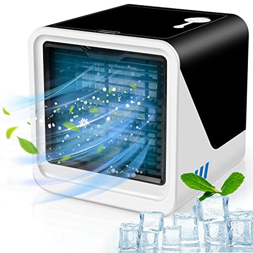 Portable Air Conditioner, Personal Cooler Fan, 3 in 1 Evaporative With Large Capacity Water Tank, Quiet Mini Conditioner Desk Cooling Fan for Home, Bedroom, Travel, and Office