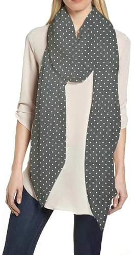 Lina & Lily Damen Schal mit Punktmuster (Dunkelgrau & Weiß)