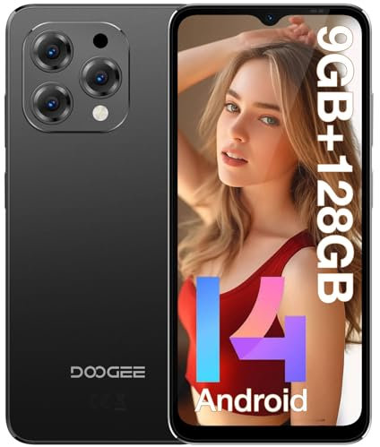 DOOGEE N55 (9GB+128GB) Handy Ohne Vertrag Android 14 Octa Core 6.56 HD+ IPS Display 90Hz Smartphone Ohne Vertrag 5150mAh Akku, 13MP + 8MP Kamera, Dual 4G LTE + 5G Wi Fi Handy Günstig, GPS, OTG, BT5.0