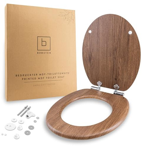 BENKSTEIN 15756 Toilettendeckel mit Absenkautomatik Toilet lid with Soft-Close Mechanism, Dark Driftwood