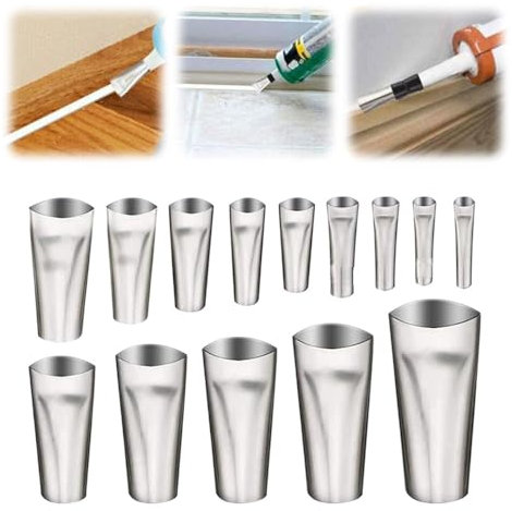 Ein Satz einteiliger Edelstahldüsen, 14 Stück Verschiedene Größen Kartuschenspitzen Transparent Silikontüllen, Silikon Spitzen Kartuschenspitzen