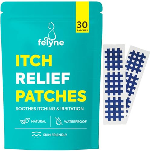 Felyne Itch Relief Patches - 30 Pack Anti Bug Bite Stickers, Treatment for Mosquito Insect Bites & Stings, Natural Grid Technology, Kids and Adults