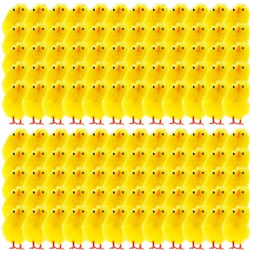 REDSTAR 60pc Fluffy Yellow Easter Chicks - Mini Fluffy Chicks for Easter Decorations, Kids Bonnet Accessories, Egg Hunt Toys - Small Yellow Chicken Decorations for Kids Craft Activities