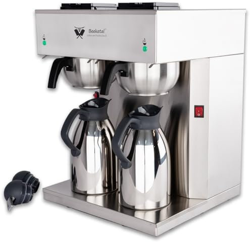 Beeketal 'BGK-TK1' Gastro Duo Filterkaffeemaschine inkl. 2 Thermoskannen mit je 1,8 Liter Kapazität | Doppel Filter Kaffeemaschine inkl. Starterset Kaffe Korbfilter (Größe: 85/245)
