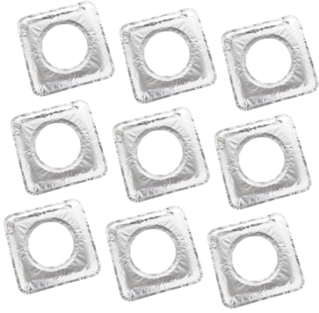 KOCKSHION 10pièces Protège Plaque Cuisson Aluminium Résistant Chaleur Tapis De Protection Anti-huile Pour Gazinière Réutilisable Carré Compatible La Plupart Des Plaques De Cuisson à Gaz