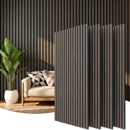 Clevich 3D Acoustic Wall Panels, 4 Packs 120x60cmx2.1cm(2.88㎡), Sound Proofing Panels with Wood Veneer, MDF, Felt Fabric, Self-Adhesive, Sound-Absorbing Wood Paneling for Living Room Office Decoration