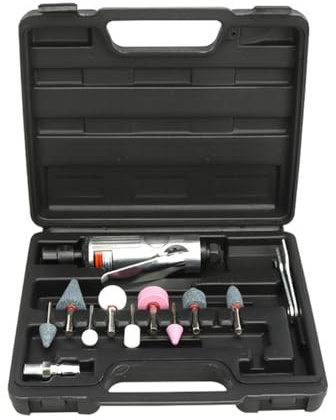 NDNCZDHC 1/4-Zoll-Luft-Geradschleifer-Set, doppeltes Spezifikationsfutter mit 3-mm-6-mm-Bohrfutter, 20.000 U/min, Poliergravur-Werkzeugset