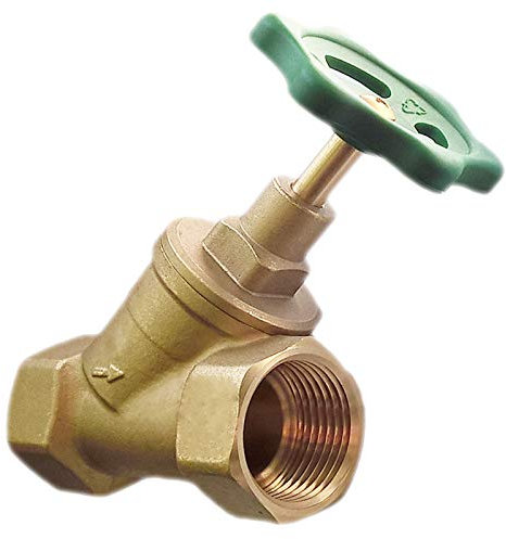 SCHRÄGSITZVENTIL Absperrventil ohne Auslauf Messing mit Handrad Innengewinde Freistromventil Absperrhahn >>> IG: 1 Zoll