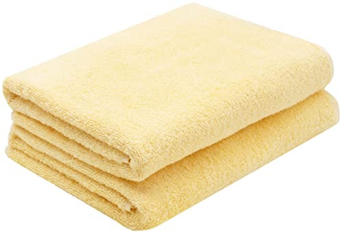 ZOLLNER 2er Set Duschtücher - weiche und saugstarke Handtücher - waschbar bis 95°C - Baumwolle - 70x140 cm in gelb