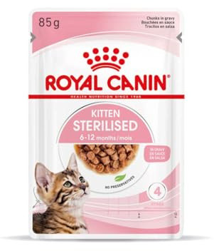 Royal Canin Kitten Sterilised Gravy | 12 x 85 g | Nourriture humide pour chatons stérilisés en croissance | De 6 à 12 mois | Texture douce pour les dents de lait