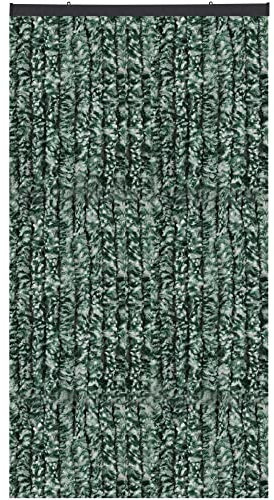 Arsvita Rideau en molleton 160 x 185 cm mélangé vert foncé – blanc, protection parfaite contre les insectes et les regards indiscrets pour votre porte de balcon et de terrasse, plusieurs couleurs