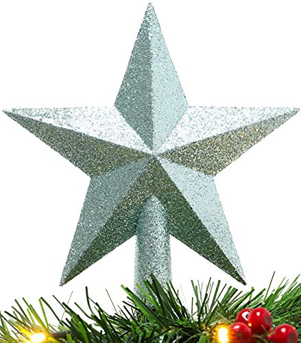 Christmas Concepts® 20cm Glitzer-Baumkronen-Sterndekoration – Weihnachtsbaumspitze (Mintgrün)