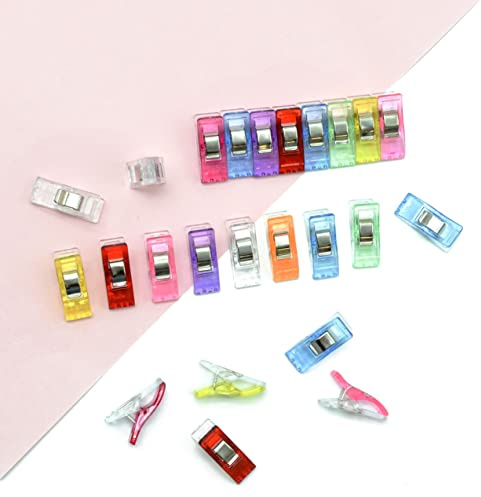 50 clip da cucito in plastica ABS e acciaio inossidabile, clip piccole per tessuto, rilegatura e lavori artigianali
