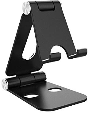 Simpeak Foldable Mobile Phone Stand Holder, Aluminium Phone Stand for Desk, Adjustable, Compatible with iPhone, Samsung, Huawei, Xiaomi, 4-7 Inches
