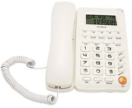 Caller ID Corded Telephone with Big Button, High Definition Display Screen, Energy Saving, Skid Resistance, Multipurpose, Splitter Interface for Home (White)