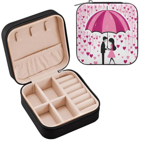 JUMBEAR Portagioie da viaggio per coppie di San Valentino, da donna, portagioie da viaggio, piccolo portagioie per collane, bracciali, orecchini