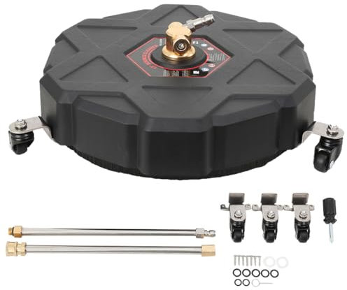 ECUTEE Idropulitrice per Superfici 330mm Idropulitrice Accessorio per Pulizia Superfici 2500 PSI per Pulizia Pavimenti con 3 Ruote e 2 Bacchette di Estensione, Pulitrice per Pavimenti Giardino